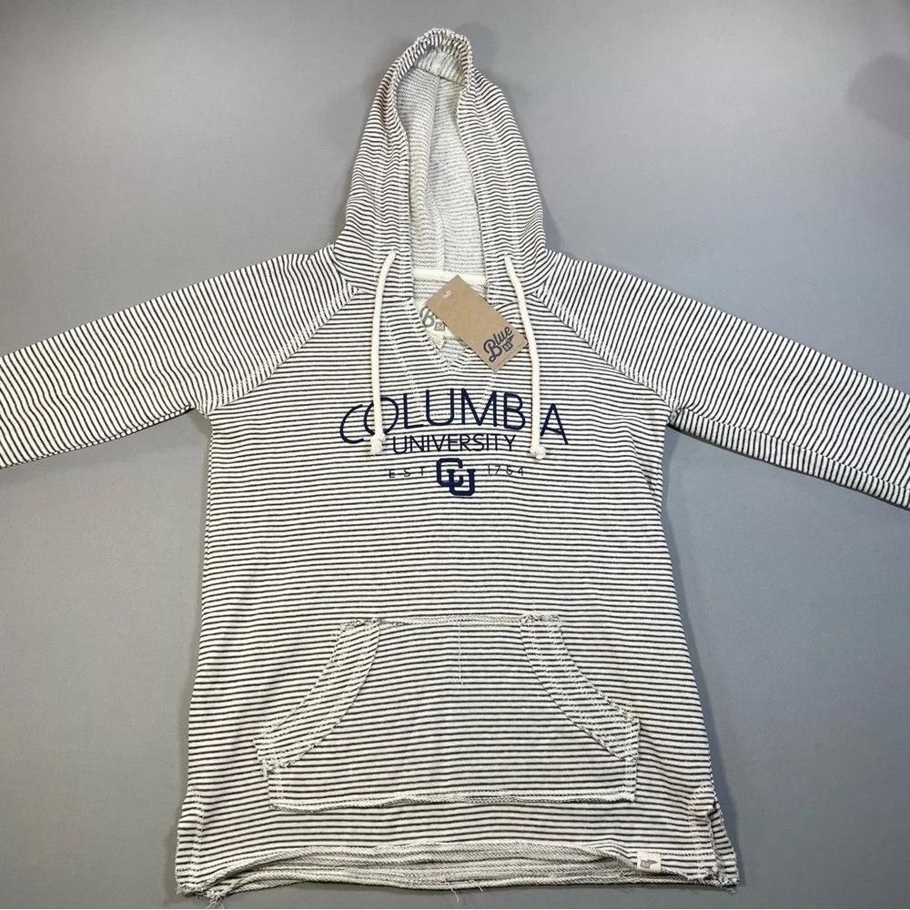 Blue 84 Columbia University White & Navy Striped Hoodie - Picture 6 of 15